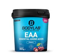 Bodylab24 EAA Essential Amino Acids Cereza 360g, 8 aminoácidos esenciales en altas dosis, todos los BCAA y EAA incluidos, vitamina B6, EAA en polvo, regeneración y construcción muscular