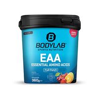 Bodylab24 EAA Essential Amino Acids Ponche de frutas 360g, 8 aminoácidos esenciales en altas dosis, todos los BCAA y EAA incluidos, vitamina B6, EAA en polvo, delicioso sabor afrutado