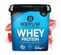 Bodylab24 Whey Protein Powder Fresa 2kg, polvo rico en proteína para músculos más fuertes, la proteína de suero puede promover la construcción de músculo, con 80% de proteína, sin aspartamo