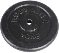 Bodyline Disco de hierro fundido de 20 kg para entrenamiento con mancuernas y levantamiento de pesas, 25 mm de diámetro, para gimnasio, entrenamiento en casa