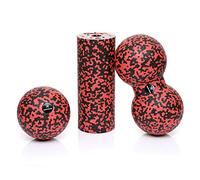 BODYMATE Set con rodillo miofascial mini 15 cm largo x 6 cm diámetro, bola 8 cm diámetro y bola doble 8 cm diámetro
