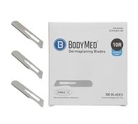 BodyMed Cuchillas de dermaplaning #10R en acero inoxidable, 100 unidades, estériles para procedimientos quirúrgicos, de cuidado de la piel, depilación y podología con punta redondeada para