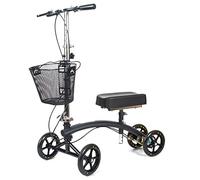 BodyMed Folding Knee Walker With Dual Braking System and Basket - - Great Alternative To Crutches - Broken Leg Scooter - Steerable Mobility Device For Foot Or Ankle Injury