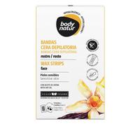 BODYNATUR - Banda Cera Clean Beauty Depilatoria Facial con Aceite de Avena - Hipoalergénica - Cera Fría Depilatoria - Pieles Sensibles - 12 Bandas + 2 Toallitas