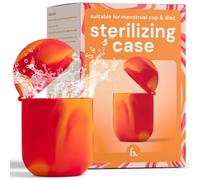 Bodyotics Comfycase - Estuche 3 en 1 para Copa o Disco Menstrual - Esteriliza, Lava y Almacena - Silicona Grado Alimenticio - Naranja y Rojo - Apto para Microondas