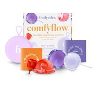 Bodyotics Comfyflow Period Care Pack - Copa Menstrual Reutilizable y Discos Menstruales con Cuerda y Anillo en Bolsa de Transporte - Discos y Copa Comfort-Fit para Uso Versátil, Incluye Guía