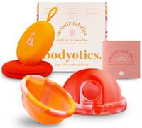 Bodyotics Discos Menstruales Reutilizables, Más Suaves que las Copa Menstrual, Paquete de 2 Tallas S y L - Set de Discos Menstruales con 12 horas de uso (Rojo y Naranja)