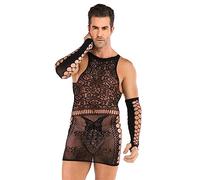 Bodystocking - Body de malla para hombre, ropa interior de malla, ropa interior sexy transparente, ropa interior gay, cómoda, suave, tanga, fiesta, clubwear, E, Talla única