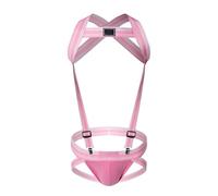 Bodystocking genérico para hombre abierto, entrepierna, talla grande, monos, engorrosas, encaje, gay mono ajustado, pijama de lencería Travesti, conjunto de ropa Sissy Hot sous vetement, rosa, L