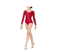 BODYWEAR LTD - Maillot de manga larga para niñas, nailon brillante, ajuste cómodo, ropa de rendimiento, esencial para clase de baile, ballet, gimnasia, baile, escuela, ropa deportiva, rosso, 13-14