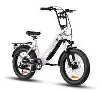 Bodywel F20 Bicicleta Eléctrica, 20x3” Todo Terreno Bici Electrica Adultos, Batería 48V 13.5Ah, Motor 250W, 7 Velocidades, Horquilla de Suspensión, Frenos de Disco Doble (Blanco)