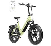 Bodywel F20Pro Bicicletas Eléctricas Adultos, 20x4” e-Bike Todo Terreno, Batería 48V 20Ah, Motor 250W, 7 Velocidades, Suspensión Ajustable, Frenos de Disco Doble- Plegable (Verde)