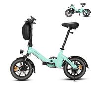 Bodywel T16PRO Bicicleta Eléctrica Plegable, 14" Portable E-Bike, City EBike con 4.5 Pulgadas Pantalla LED, Batería 36V/7.8Ah, Frenos de Doble Disco, Unisex Adulto (Aqua Azul)