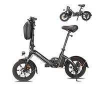 Bodywel T16PRO Bicicleta Eléctrica Plegable, 14" Portable E-Bike, City EBike con 4.5 Pulgadas Pantalla LED, Batería 36V/7.8Ah, Frenos de Doble Disco y Suspensión Delantera, Unisex Adulto (Negro)