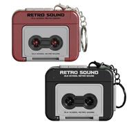 BODZWI 2 Piezas Llavero Grabadora de Voz Retro Estilo Cassette, Mini Reproductor de Cinta Grabable para Mensajes de Voz, Llavero Merchandising, Regalo Original y Friki, Rojo y Negro