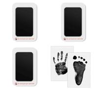 BODZWI Pack de 3 Almohadillas de Tinta para Huella Bebé y Huella Perro, Kit de Huellas Bebé Recién Nacido y Mascotas con 6 Tarjetas de Impresión, Recuerdo de Bautizo y Nacimiento, Negro