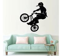 BOEERLCNL Papel Pintado Vinilo Adhesivo De Pared Bicicleta Art Deco Pegatina Calcomanía Calcomanía Salón Mural Extraíble,Black,110X145CM
