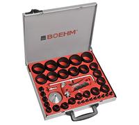 BOEHM JBL260PACC - Juego de hierro perforado, 2-60 mm, incluye soporte, disco de recepción, punta de centro, varilla con compás y cuchillo de repuesto en maletín de metal