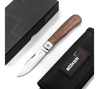 BÖKER PLUS® Bonfire Bubinga - Navaja clásica de bolsillo con un dedo, con hoja D2 de 8 cm, en estuche