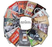 BOEMY Placas Metálicas Vintage [ Carteles Metálicos para Cocina, Salón, Despacho, Bar, Restaurante ... ] Set de 15 Chapas Vintage Surtidas para Decoración | Envío desde España | 20 x 30 cm.