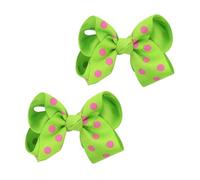 BOENBE LOVED Lazo de grogrén para el pelo de lunares para bebés y niñas, pinzas para el pelo de lunares para bebés y niños pequeños (verde)