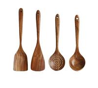 BOENTA Utensilios Cocina Madera Utensilios De Cocina Espátula de Madera Cucharas de Madera Utensilios de Cocina de Madera Espátulas para cocinar Four Piece Suit