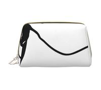 Boer - Bolsa organizadora de maquillaje de piel de cabra con cremallera de mano de gran capacidad, bolsa de maquillaje de viaje para artículos de tocador