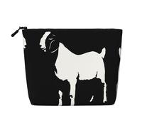 Boer Goat - Bolsa de cosméticos de una sola capa con estampado de cabra sintética, material de lino sintético, monedero de gran capacidad, esencial para viajes y viajes de negocios