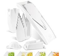 Börner Cortador de Verduras V1 (Set Profesional) • Mandolina en V con 4 Insertos, Protector, Base y Caja de Almacenamiento • Ajustable para cortar en Rodajas, Tiras y Cubos • Color: Blanco