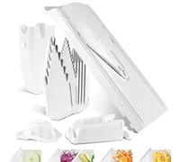 Börner Cortador de Verduras V3 (Set Profesional) • Mandolina en V multifuncional para cortar en Rodajas, Juliana y Cubos • Cortadora Ajustable • Cuchilla de Acero Inoxidable • Color: Blanco