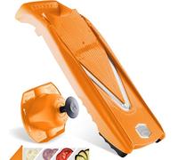 Börner Cortador de Verduras V5 (Set Básico) • Mandolina en V para Cortar Rodajas en 4 Grosores • Cortadora de Acero Inoxidable • Mandolina Ajustable para Frutas y Verduras • Color: Naranja