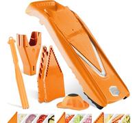 Börner Cortador de Verduras V5 (Set Plus) • Mandolina en V Ajustable con Cuchillas de Acero Inoxidable • Con varios Accesorios + Pelador • Cortar Rodajas, Tiras y Cubos • Color: Naranja