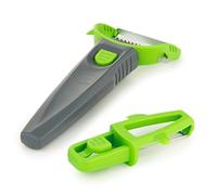 Börner Multi Peeler Set (3-piezas) • Pelador universal/pendular para verduras y frutas • Accesorio cortador en juliana + pelador de patatas + mango múltiusos • Pelador de verduras (Verde)