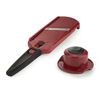 Börner Multi Slicer Set - Cortador de Verduras + Protector de Dedos • Mandolina para cortar Rodajas en 2 Grosores • Mini Rallador de Frutas y Verduras • Rebanador Ajustable • Color: Rojo