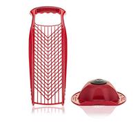 Börner Rallador PowerLine + Protector de Dedos (Set de 2 piezas) • Rallador de Doble Cara • Fino & Grueso • Rallador para Verduras, Frutas, Queso & Chocolate y más • Color: Rojo