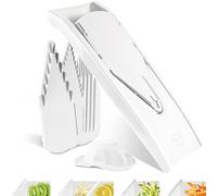 Börner V1 ClassicLine Mandolina - Set Inicial - Con 4 Insertos - Blanco | Con Empujador de Seguridad & 4 Insertos - 3 Grosores - Bastones en 2 Tamaños - Cuchillas Inox - Para Verduras - Sin BPA