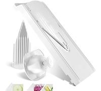 Börner V3 TrendLine Mandolina - Set Básico - Con 2 Insertos - Blanco | Con Empujador de Seguridad & 2 Insertos - 3 Grosores - Patas Antideslizantes - Cuchillas Inox - Para Verduras - Sin BPA