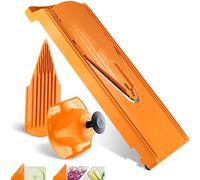 Börner V3 TrendLine Mandolina - Set Básico - Con 2 Insertos - Naranja | Con Empujador de Seguridad & 2 Insertos - 3 Grosores - Patas Antideslizantes - Cuchillas Inox - Para Verduras - Sin BPA