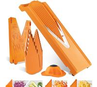 Börner V3 TrendLine Mandolina - Set Inicial - Con 3 Insertos - Naranja | Con Empujador & 3 Insertos & Multibox - 2 Grosores - Bastones & Dados en 2 Tamaños - Patas Antideslizantes - Sin BPA