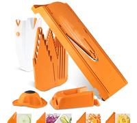 Börner V3 TrendLine Mandolina - Set Profesional - Con 4 Insertos - Naranja | Con Empujador & 4 Insertos & Soporte & Caja - 3 Grosores - Bastones & Dados en 2 Tamaños - Cuchillas Inox - Sin BPA