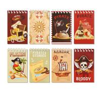 Boerni 8 Pcs Pirate Mini Notepads Pirates Parrot Spiral Pocket Notebooks Cute Small Memo Notebook for Kids Birthday Party Supplies Teacher Classroom Rewards