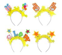 Boerni Diadema que brilla en la oscuridad, 4 diademas de estrellas luminosas surtidas, recuerdos de fiesta, tocado activado por la luz solar para mujeres y hombres, cumpleaños, eventos nocturnos