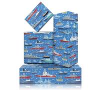 Boerni Papel de regalo militar azul, 19.7 x 27.6 pulgadas, diseño de buques de guerra, papel de regalo para fiestas militares, cumpleaños, día de los veteranos, vacaciones, 4 hojas plegadas