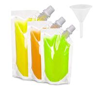 Boerni Paquete de 30 frascos de plástico para Bebidas, frascos para Bolsas de Grado alimenticio con embudos de 3 Piezas para Bebidas navideñas de Fiesta (250 ml, 420 ml, 500 ml)