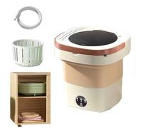 BOERYOU Lavadora portátil, Mini Lavadora Plegable, Lavadora pequeña de Gran Capacidad de 15 l for Apartamentos, dormitorios, campamentos, Viajes en Autocaravana(Brown)