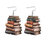 Böser Blick Ohrringe Für Wooden Book Color Lightweight Dangle Drop Earrings Handmade Teacher's Day Printing Hook Earrings For Women Jewelry Creolen Kreuz Ohrringe Für Männer, Einheitsgröße, Madera