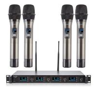 Boeska Sistema de micrófono inalámbrico de 4 canales, UHF 4 micrófonos de mano inalámbricos para karaoke, iglesia, conferencia, reunión, fiesta, frecuencia ajustable de 4 x 50 (4 de mano)