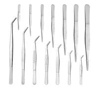 Bofanze 14 Pz Pinzas de Precisión Rectas Pinzas Curvas,Varios Tamaños, Acero Inoxidable Pinzas con Puntas Dentadas de Precisión Pinzas de Acero Inoxidable Pinzas de Cocina para Jardinería, Laboratorio