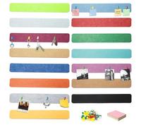 Bofanze 15 Piezas Tiras de Tablero de Corcho de Fieltro,30x5cm,Tiras de Corcho Autoadhesivo Tiras de Barras de Tablones de Anuncios con 50 Chinchetas y 100 Notas Adhesivas para Colgar Fotos