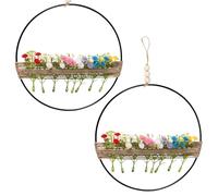 Bofanze 2 Piezas Coronas Decorativas para Puertas de Metals 20cm Anillo de Metal para Guirnalda de Puerta Coronas Guirnalda de Metal de Flores con Flores de Plástico para Bodas